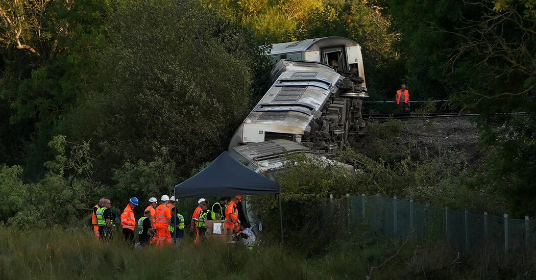 Train Derails Near Town of Lewes in East Sussex, U.K.