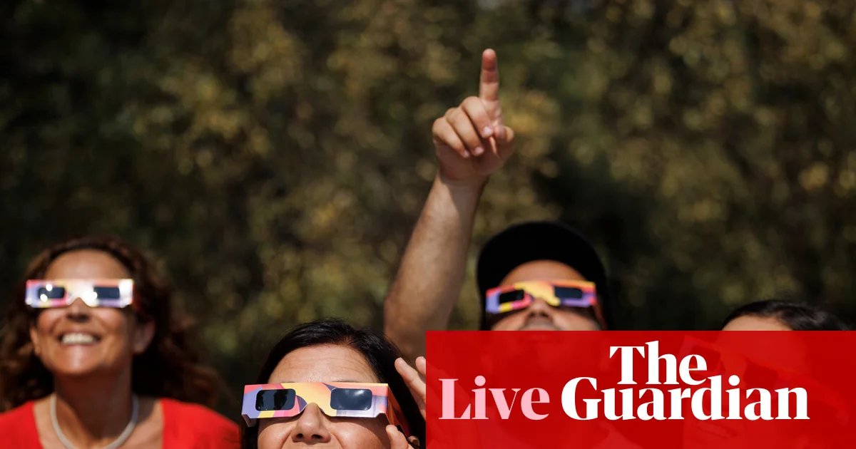Europe solar eclipse live: millions flock to viewing spots in Spain, UK and Iceland | Europe