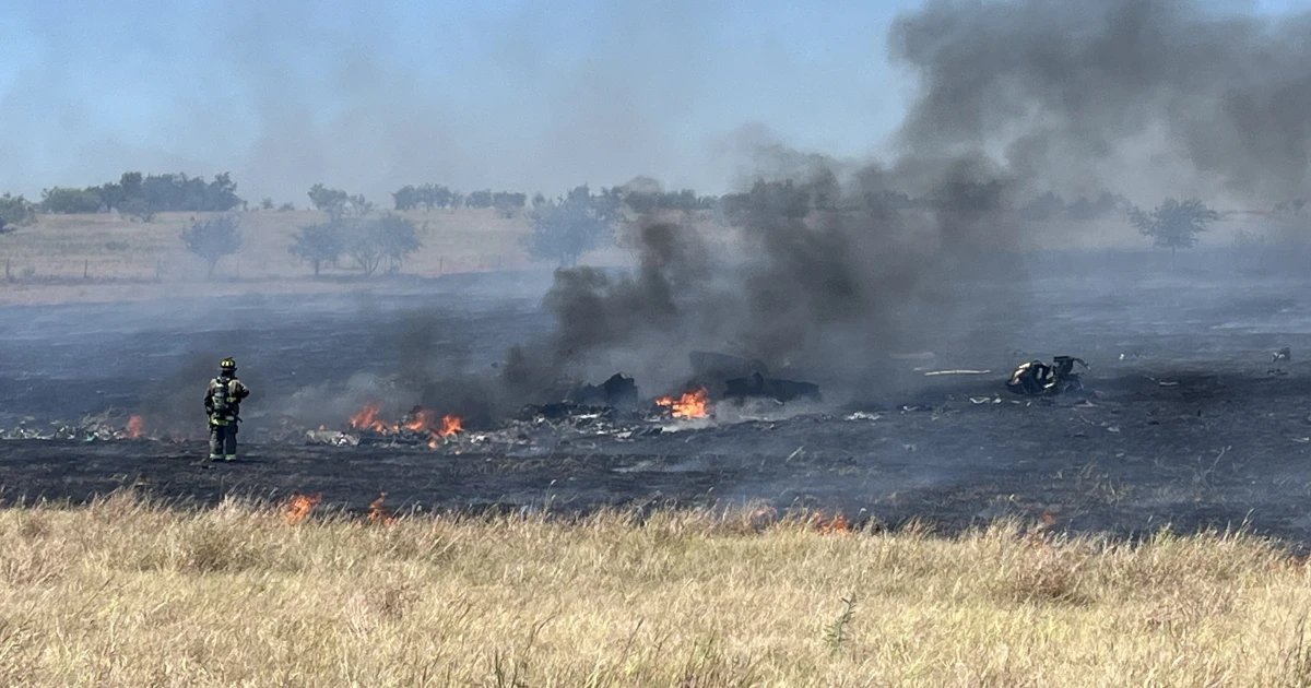 Two people are dead after a military helicopter crashes in Texas, sparking a fire