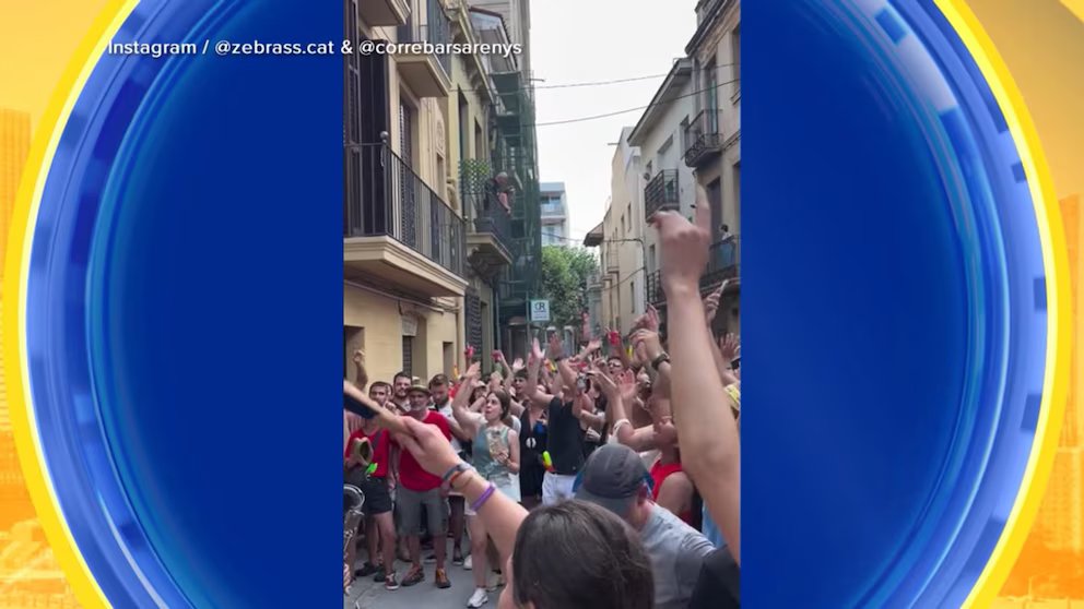 WATCH:  Entire town in Spain celebrates woman's 100th birthday