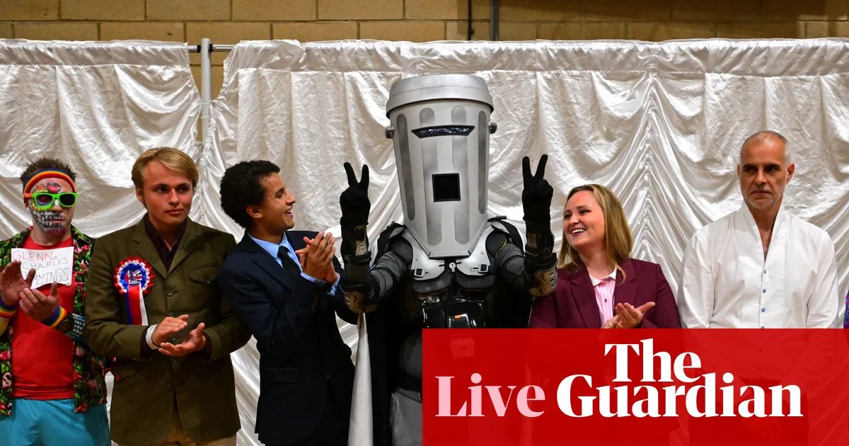 Clacton byelection: Farage beats Count Binface but skips result announcement – UK politics live | Politics
