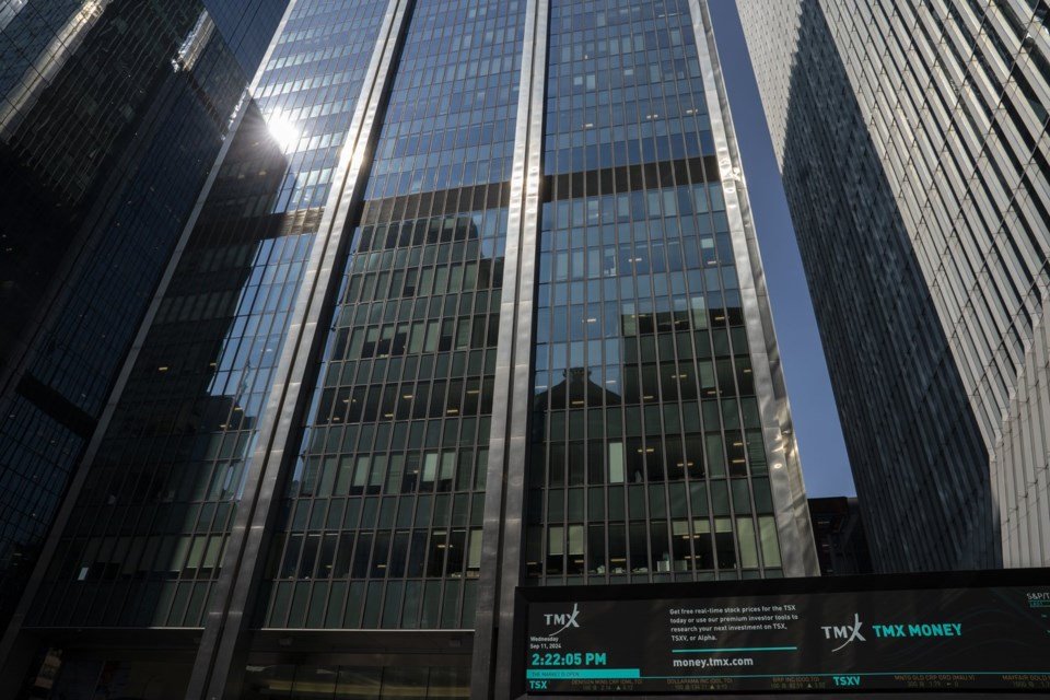 S&P/TSX composite index up in late-morning trading Tuesday, U.S. markets down
