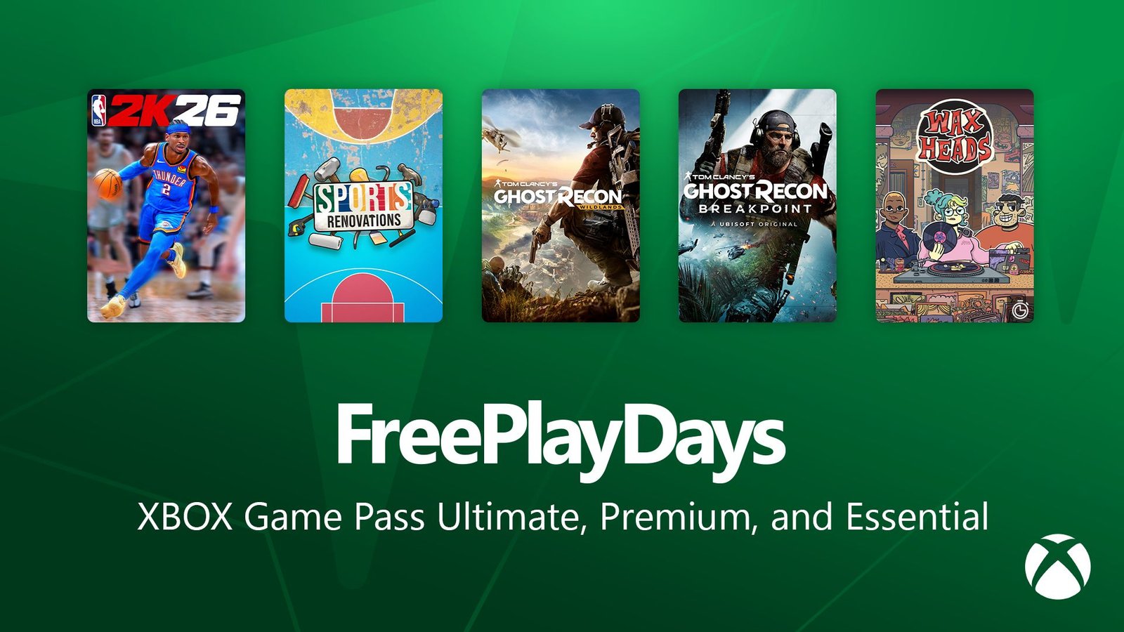 Free Play Days – NBA 2K26, Tom Clancy’s Ghost Recon Breakpoint, Wax Heads, and More