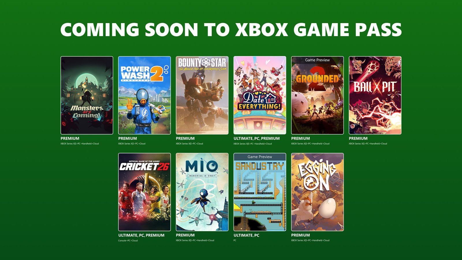 Coming to XBOX Game Pass: Gears of War: E-Day Open Beta, Cricket 26, Date Everything!, and More