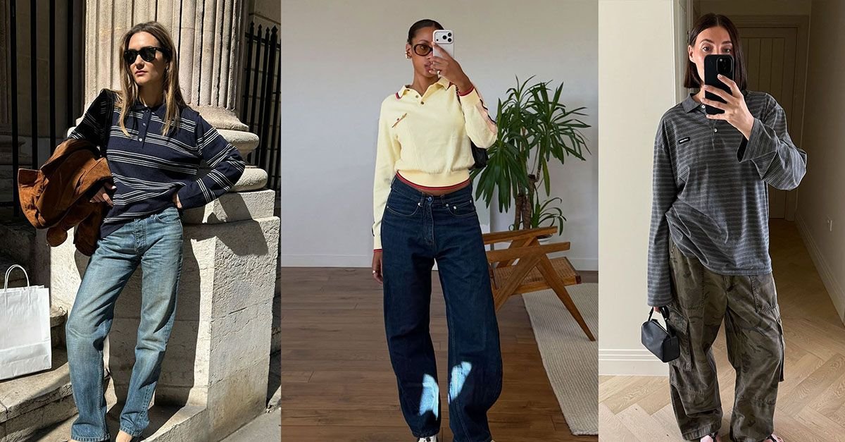 It Girls Love the Long-Sleeve-Polo Shirt Trend for Fall