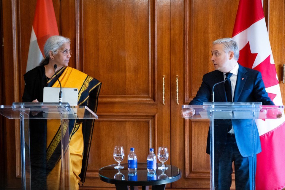 Champagne touts deepening economic ties in visit with Indian counterpart
