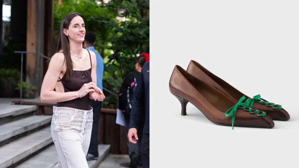 Caitlin Clark Pops Into Lace-Up Prada Pumps With Teammates In New York