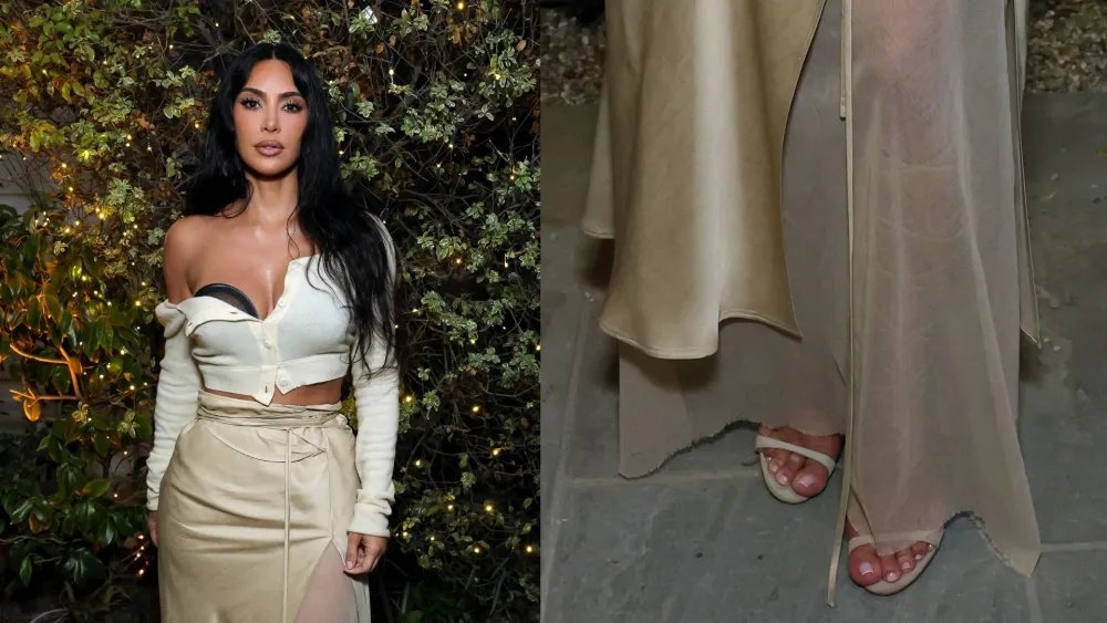 Kim Kardashian Returns to Her go-to Lace-up Manolo Blahnik Sandals