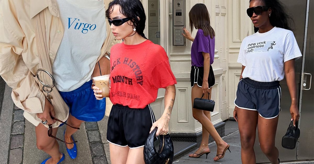 3 Ways to Wear Athletic Shorts and T-Shirts Like Zoë Kravitz