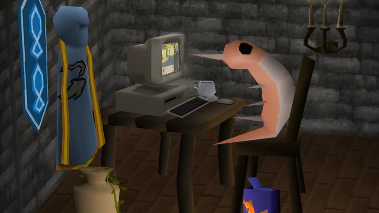 Runescape Congratulates Player Who Reached Level 99 Fishing Catching Only Shrimp and Anchovies