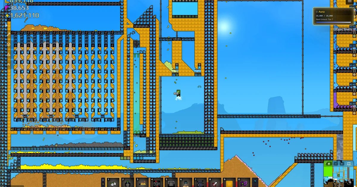 Sandustry, the factory game where every single pixel is a resource you can build with, is out in early access