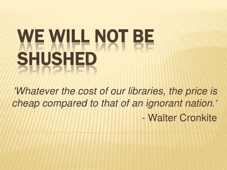 Recreating Eden: Saturday Photo: Walter Cronkite on Libraries; We Will Not Be Shushed