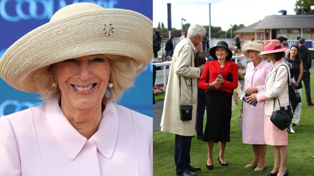Queen Camilla Sports Equine Heirloom Brooch At Sky Bet Ebor Festival