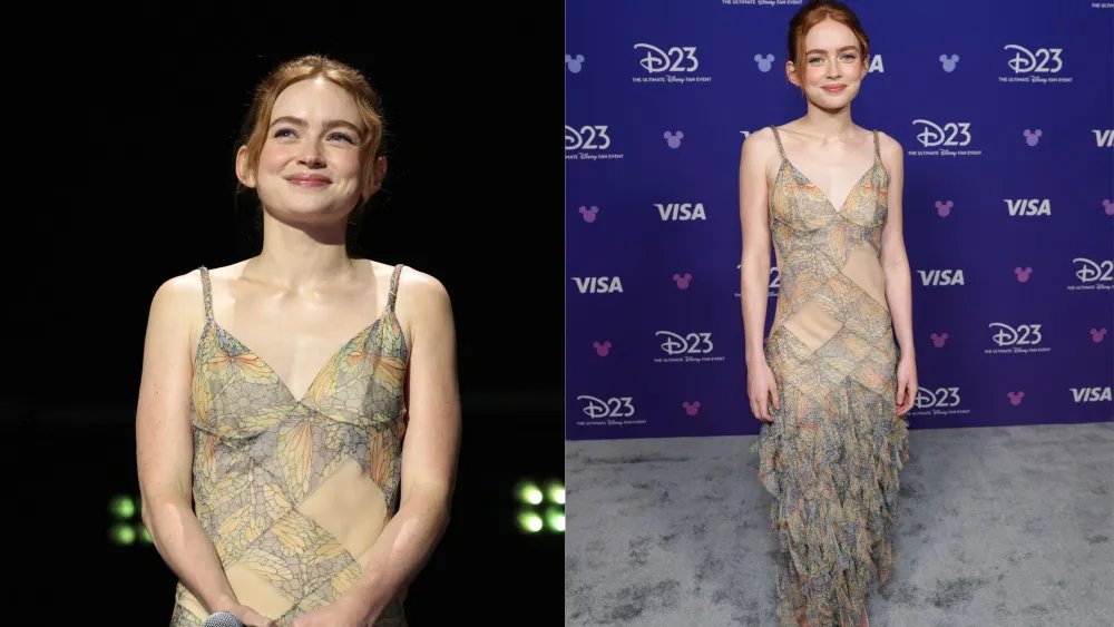Sadie Sink Styles Archival Alexander McQueen Dress At Disney Showcase