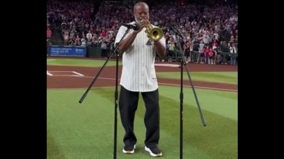 WATCH:  David Muir shares moment quick-thinking trumpeter saves anthem performance