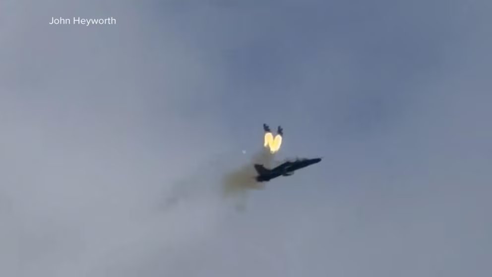 WATCH:  Pilots eject as military jet crashes