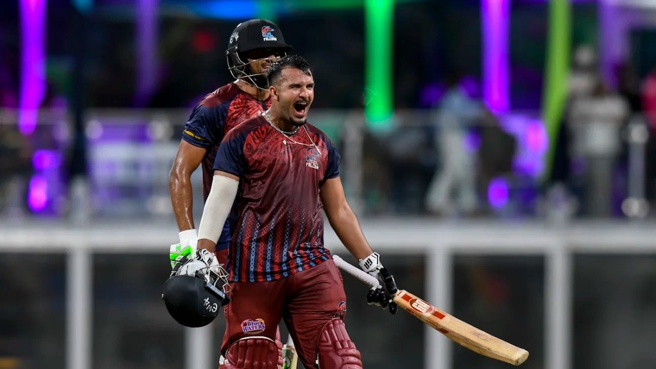 CPL 2026 – Antigua and Barbuda Falcons win title – Curtly Ambrose, Moeen Ali and Paul Nixon celebrate