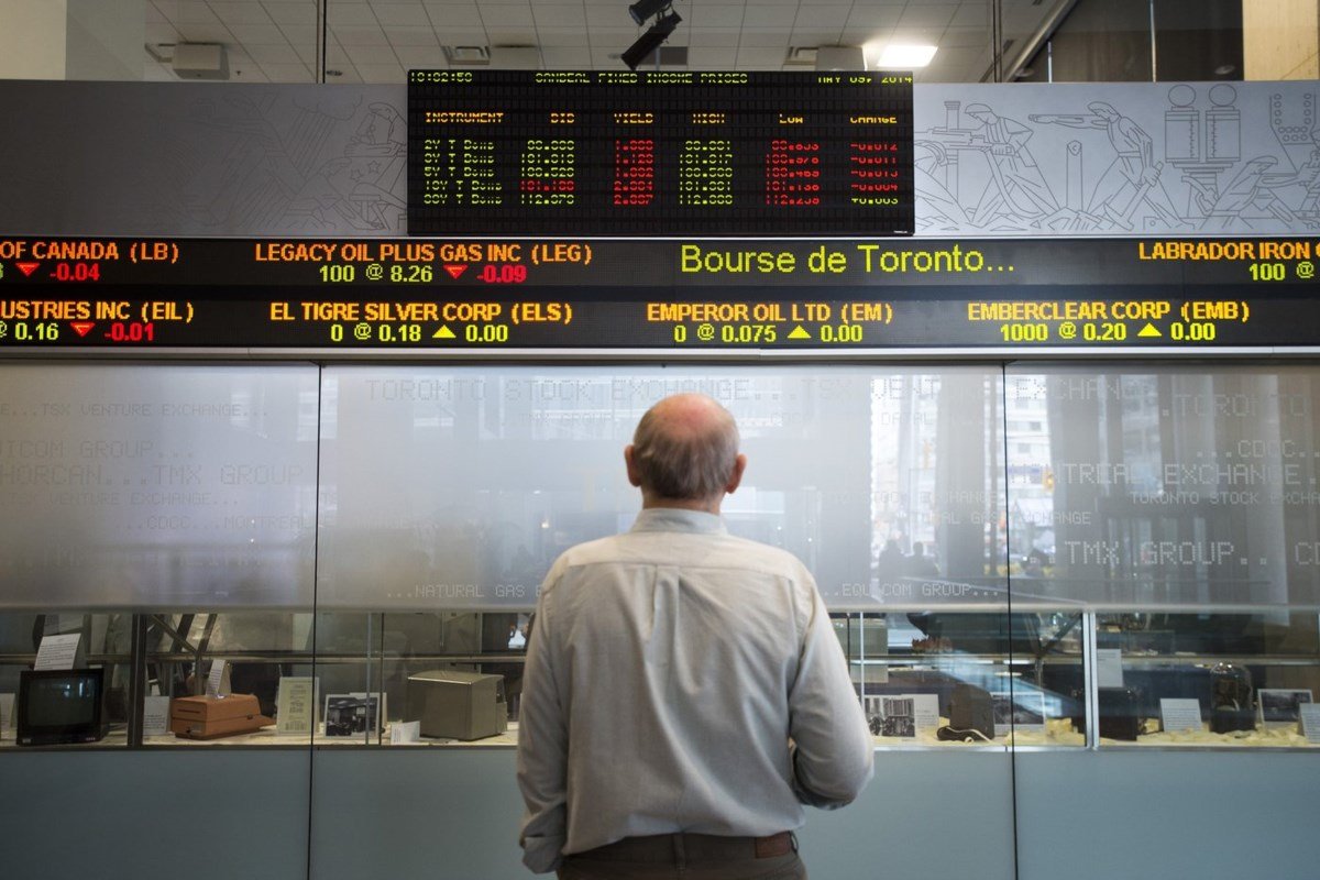 S&P/TSX composite down nearly 400 points, U.S. stock markets also lower