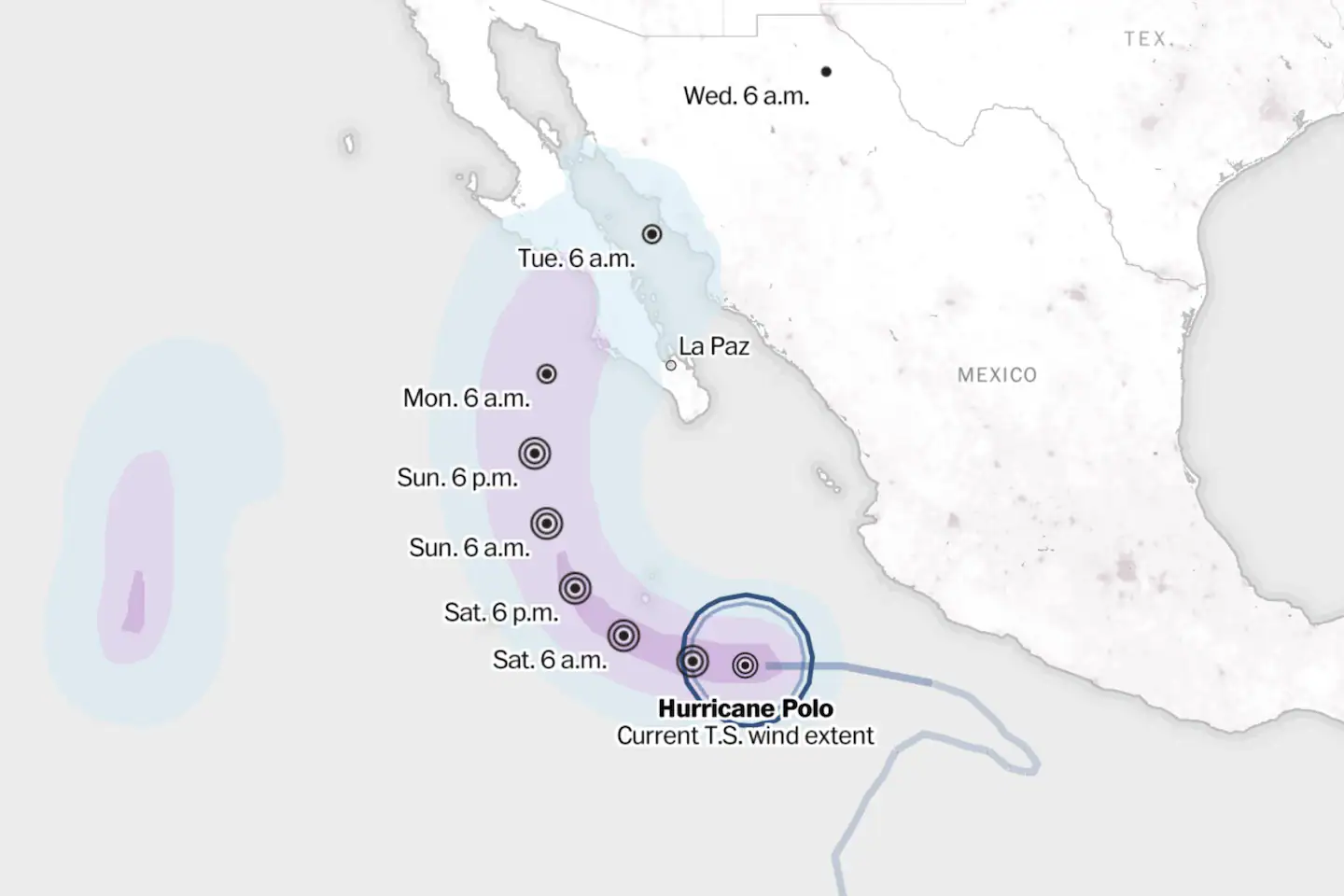 Hurricane Polo tracker: Map and projected storm path