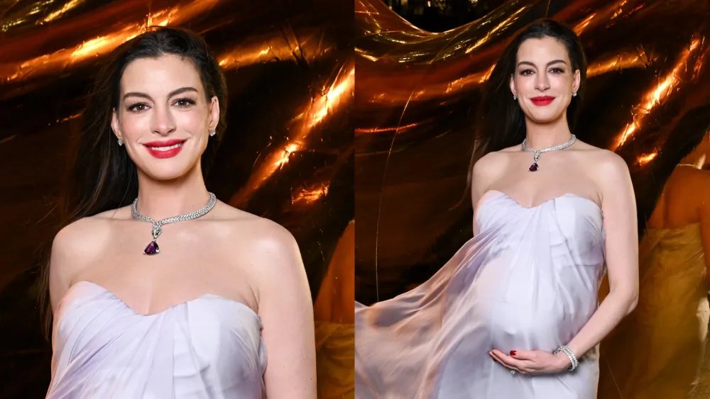 Anne Hathaway Gives McQueen a Maternity Spin at Bulgari Serpenti Event