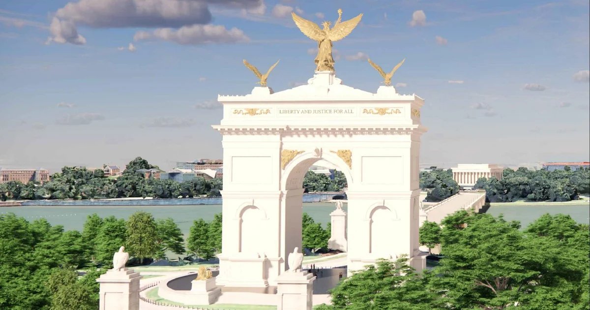 Trump says he agreed to convert triumphal arch into “top grade Military Complex”