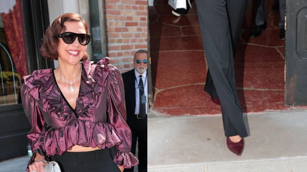 Maggie Gyllenhaal Dons Wine-Colored Pumps At 2026 Venice Film Festival