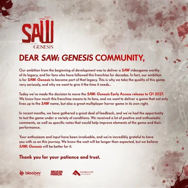 The Best News For Saw: Genesis Is We Have To Wait Longer To Play It