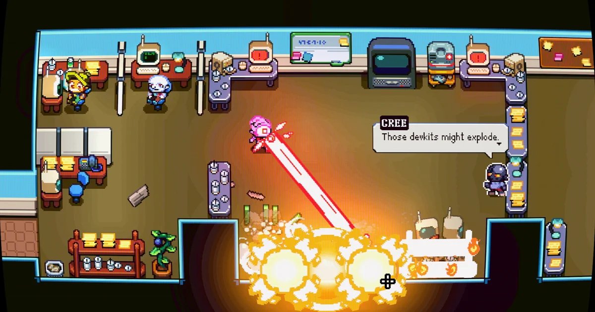 Laser Guy is a twin-stick “anti-shooter” about a stressed out game developer who can’t stop shooting laser beams from his eye