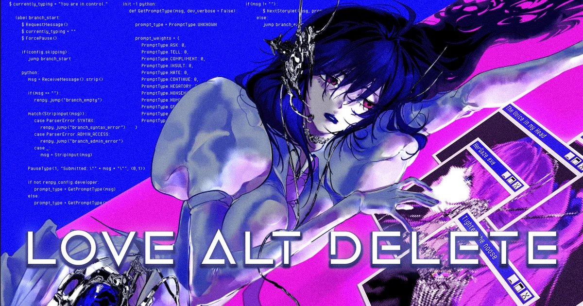 LOVE alt delete is a Y2K horror visual novel where you use one AI chatbot to help you date another that, don’t worry, doesn’t use the nasty generative stuff