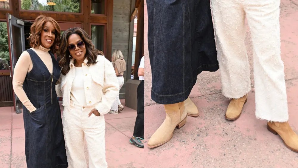 Oprah Winfrey & Gayle King Match In Tan Suede Boots in Telluride