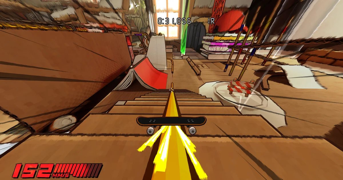 Stuntboost is a Tech Dech, skateboarding platformer all about doing sick flips on cardboard constructs in your bedroom, and it’s out now