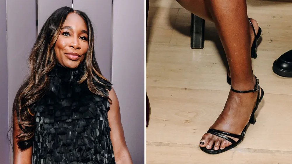 Venus Williams Joins NYFW’s Sculptural Heel Trend in Black Sandals