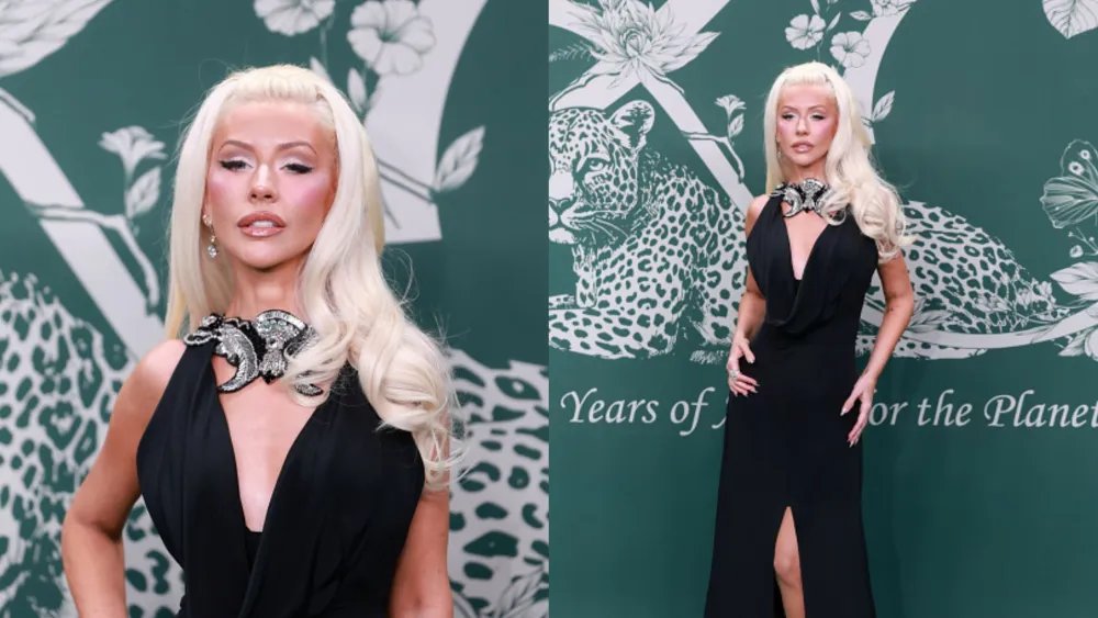 Christina Aguilera Goes Glam In Silk Versace Gown At Gala In Monaco
