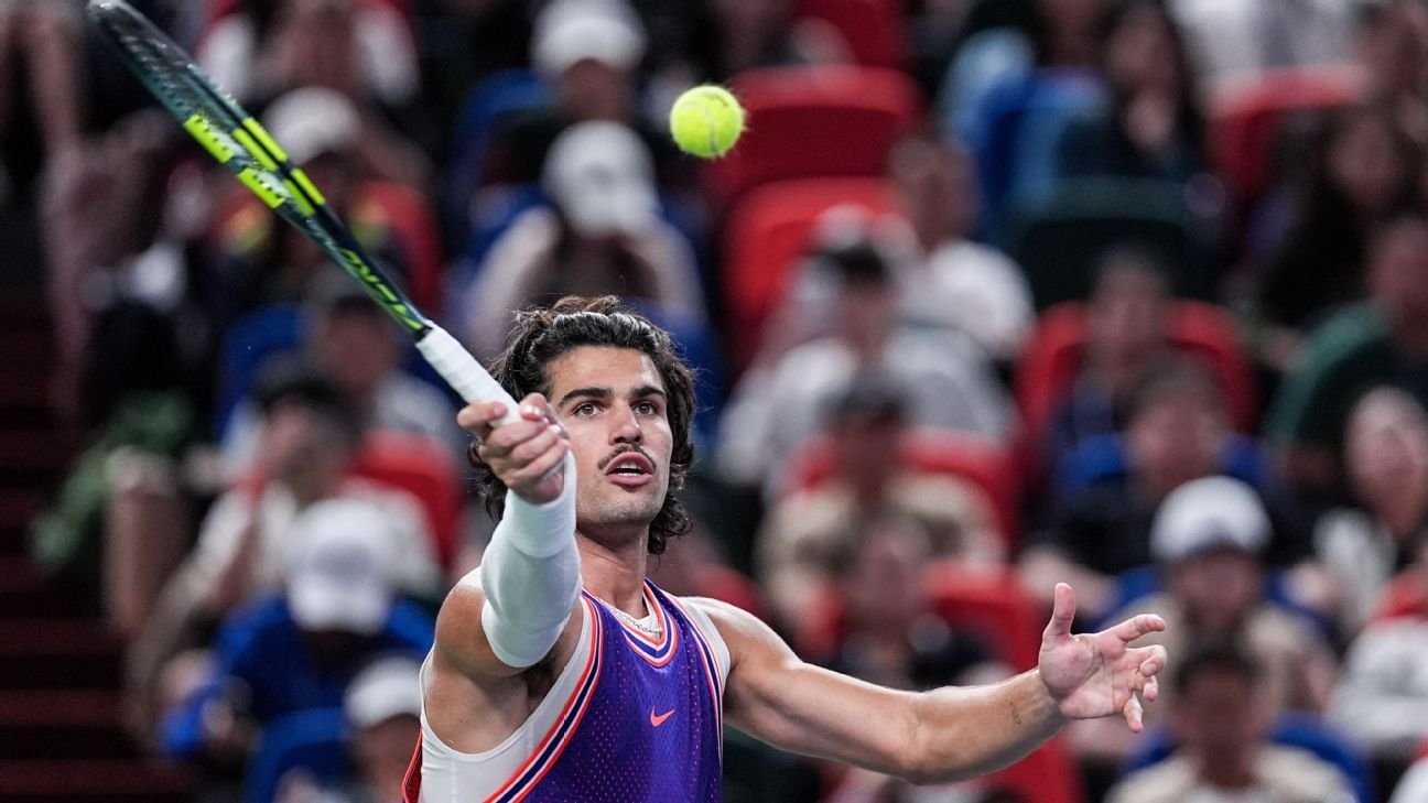 Carlos Alcaraz tests new mustache in opening Shanghai win