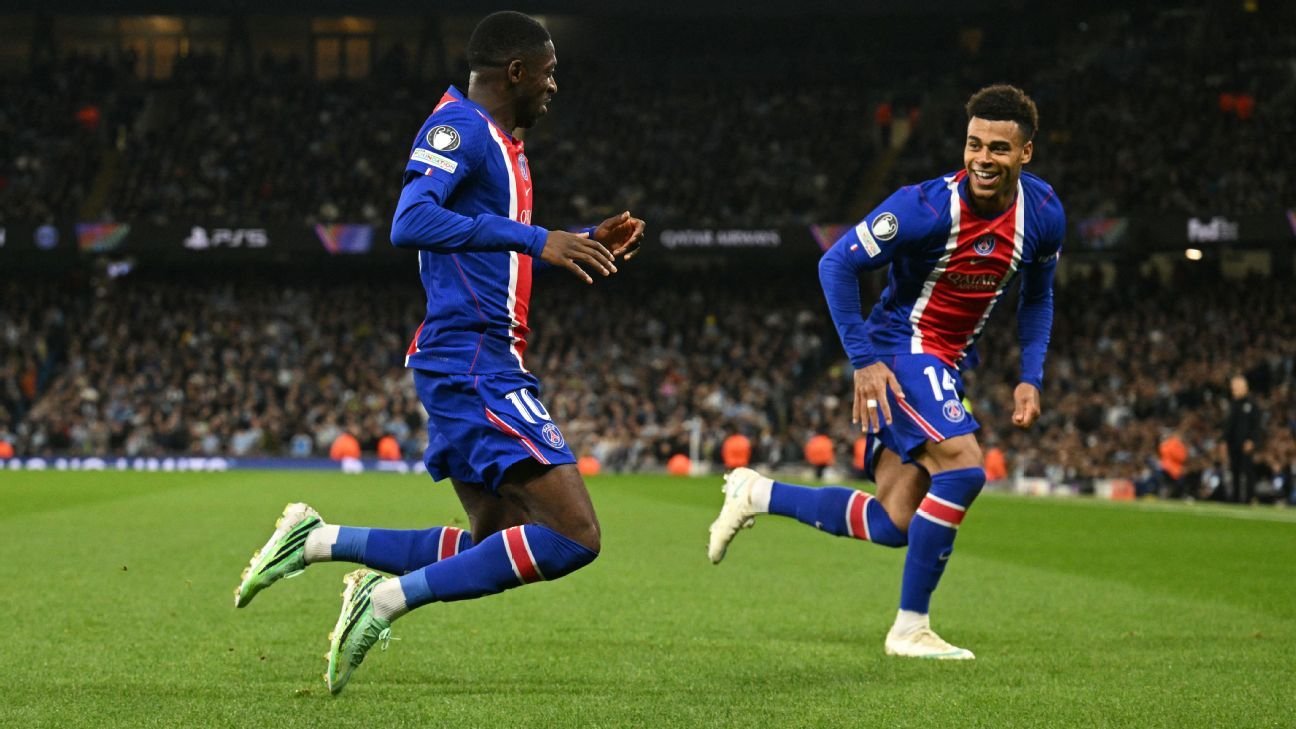 Champions League live updates: PSG with three first-half goals vs. Man City