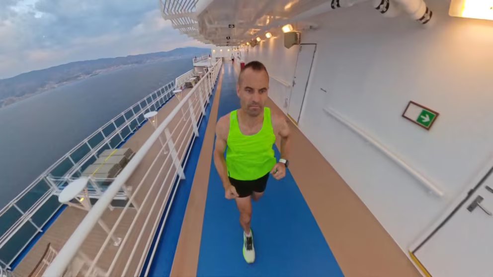 WATCH:  Man boards cruise ship to run 7 marathons in 7 days