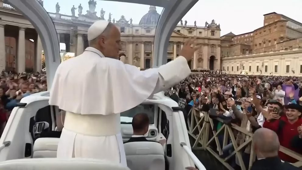 WATCH: Pope Leo makes 1st public appearance since surgery