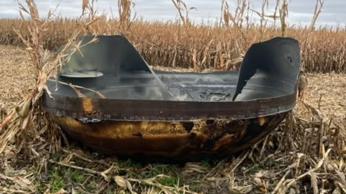 A Chinese rocket deorbited over Minnesota and left this in a farmer’s cornfield