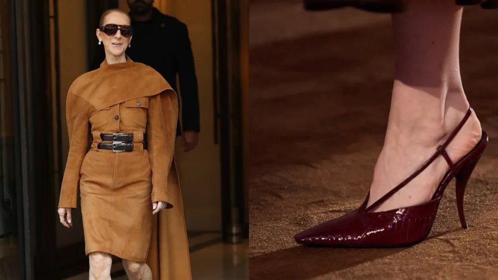 Celine Dion’s Burgundy Ferragamo Slingbacks Are Fresh Off the Runway