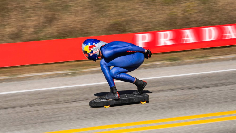 Diego Poncelet Breaks Downhill Skateboarding Speed Record with Prada Linea Rossa and Red Bull