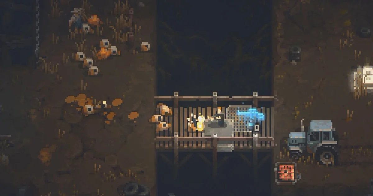 Volatiles takes the piece-by-piece map building of boardgames like Betrayal at House on the Hill and slaps a gory survival shooter on top of them