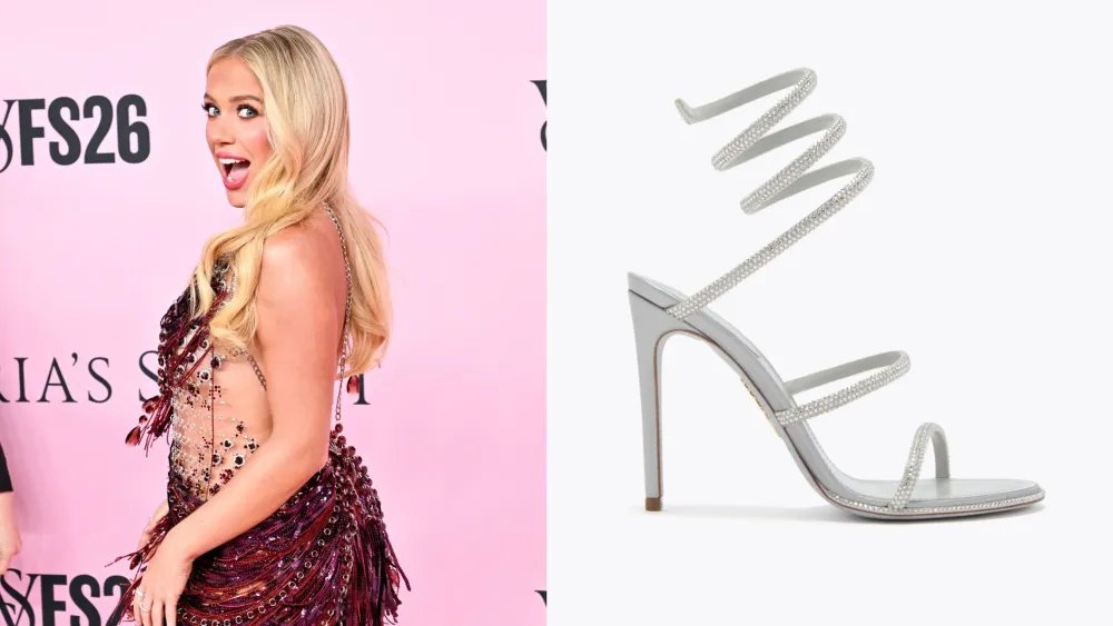 Megan Moroney Shimmers in Rene Caovilla Sandals for VS Fashion Sh