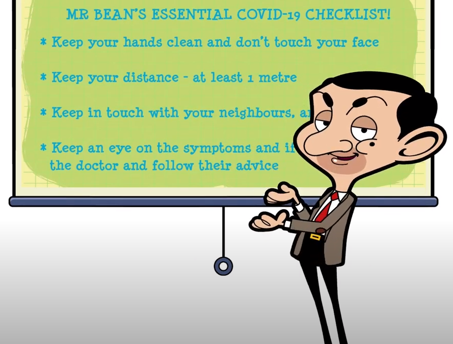 The World Health Organization reminds public to remain vigilant through Mr Bean’s Essential COVID-19 Checklist